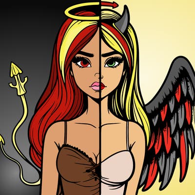 devil vs angel realistic girl