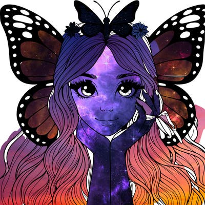 butterfly realistic girl