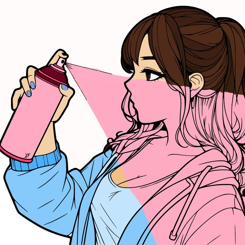 a realistic girl spray, painting