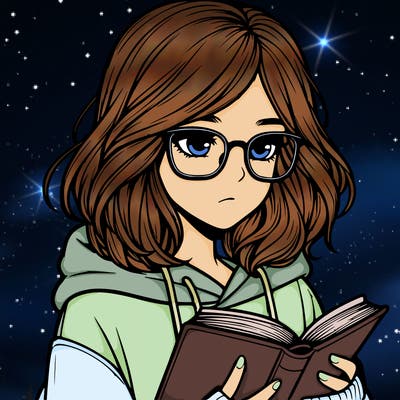 realistic girl with glasses wearing hoodie and reading