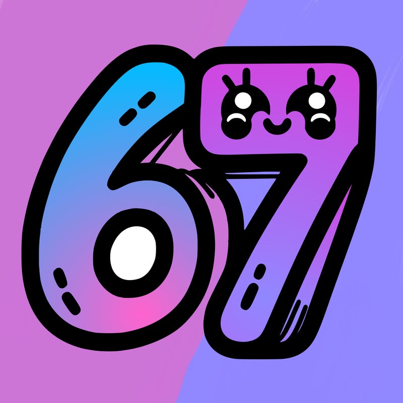 the numbers 67