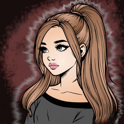 realistic girl with a high ponytail