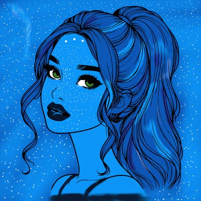 realistic girl with a ponytail on her hair and lips