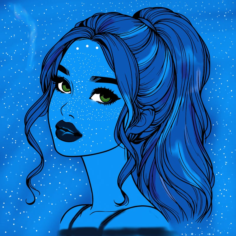 realistic girl with a ponytail on her hair and lips