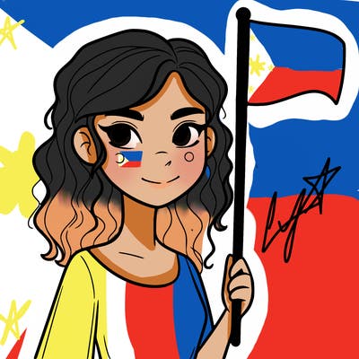 hot girl holding a flag