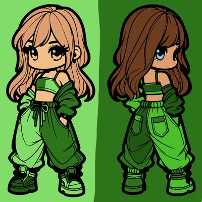 girl in crop top and baggy pants