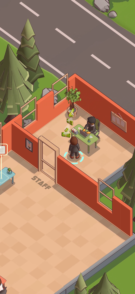 Office Tycoon: Expand & Manage - A character managing an employee at a desk in the Office Tycoon mobile game