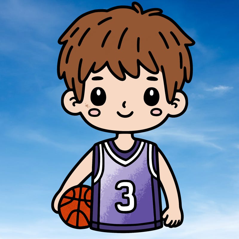 a boy with  a basketball jersey