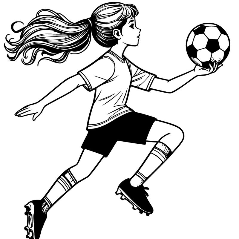 realistic girl playing soccer