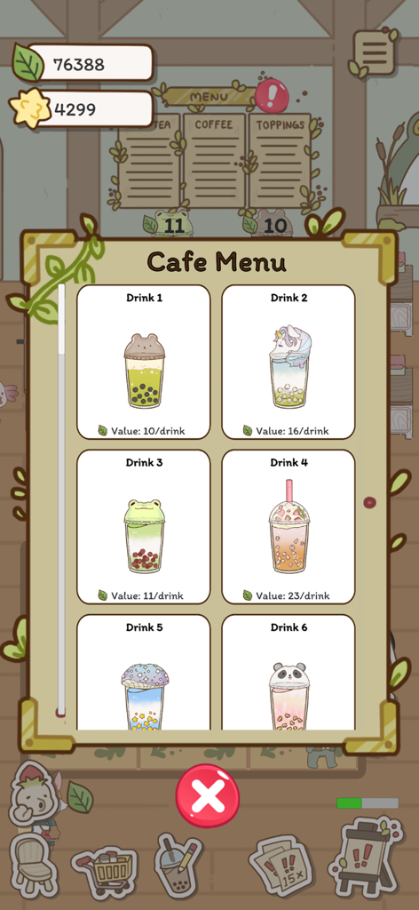 Boba Story - ボバストーリーのおしゃれなカフェメニュー。かわいい蓋付きのカスタムボバドリンクが表示されている。