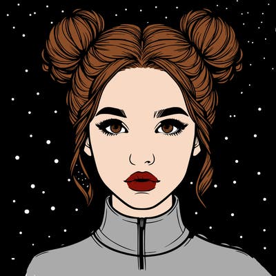 realistic woman that has space buns
