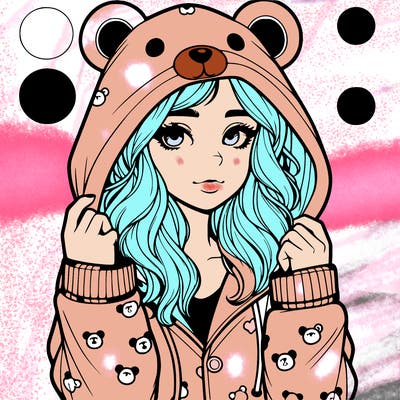 realistic girl in a animal pjs hoodie