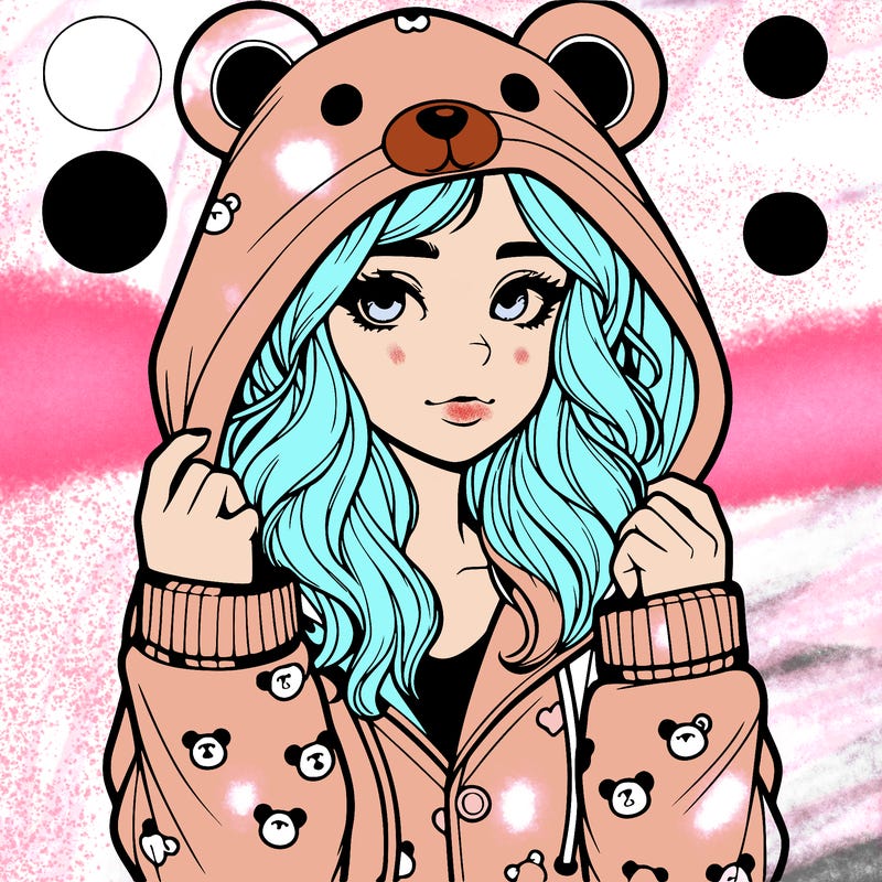 realistic girl in a animal pjs hoodie