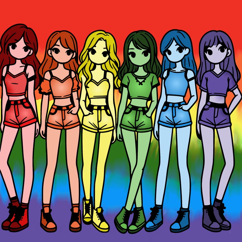 a group of girls wearing crop tops and shorts