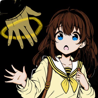 anime girl surprised being taken by the hand