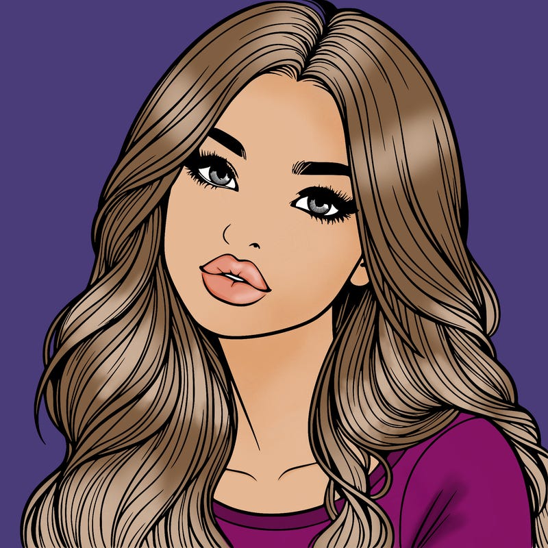 realistic girl with hair on her hair and lips