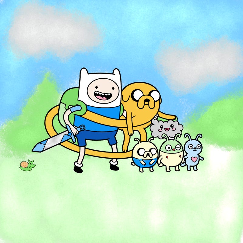 i want a picture of finn and jake from adventure time the show of them with the cuties