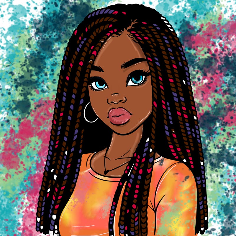 a realistic black girl with braids