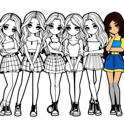 a group of girls realistic