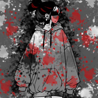 realistic girl with a oversized sweatshirt on and a bun