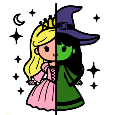 split princess and witch
