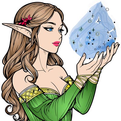 realistic elf girl doing magic