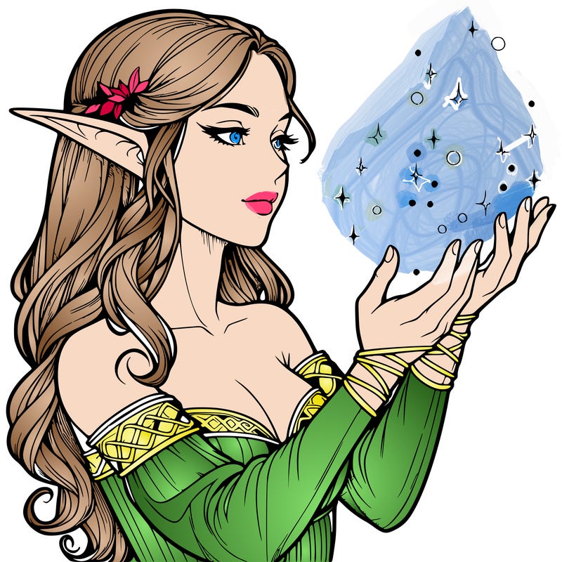 realistic elf girl doing magic