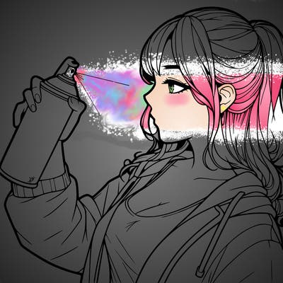 a realistic girl spray, painting