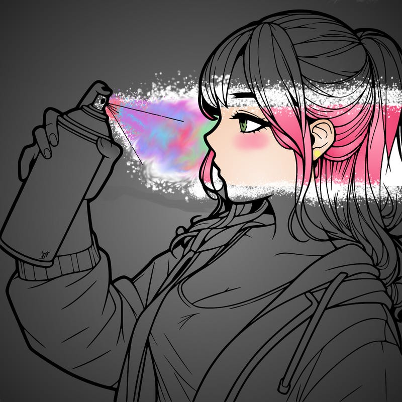 a realistic girl spray, painting