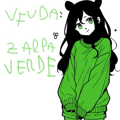 manga teen girl  in a sweater and baggy pants