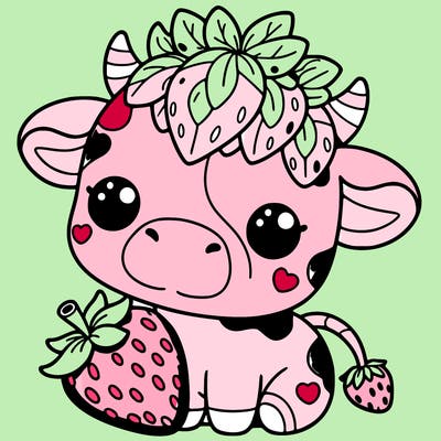 cute strawberry cow
