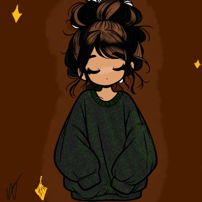 girl with baggy sweatshirt and messy bun