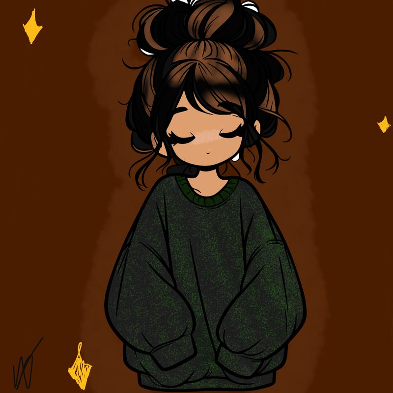 girl with baggy sweatshirt and messy bun
