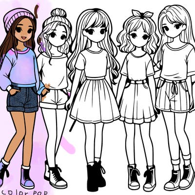 a group of five girls