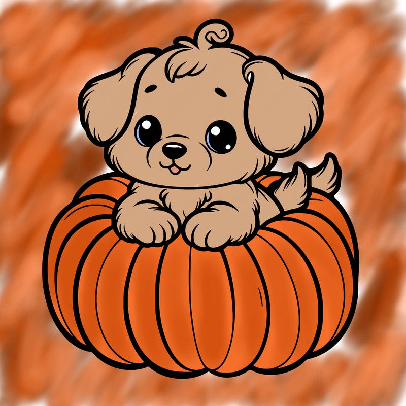 cute little puppy in a pumpkin