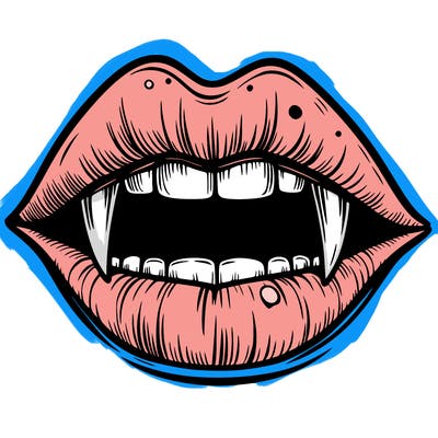 lips with vampire teeth