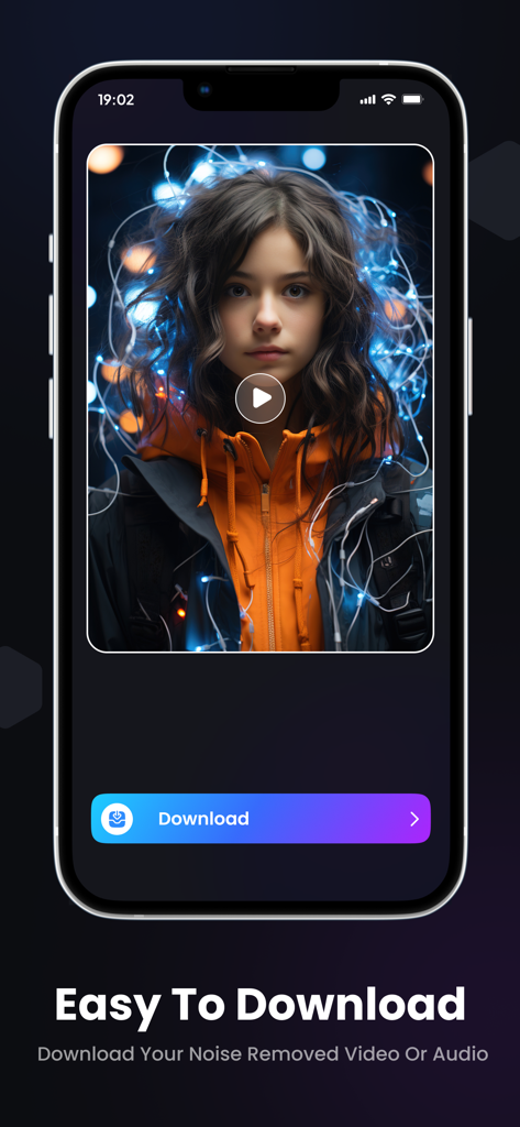 Interface of the AI noise remover app with an easy download button for processed files