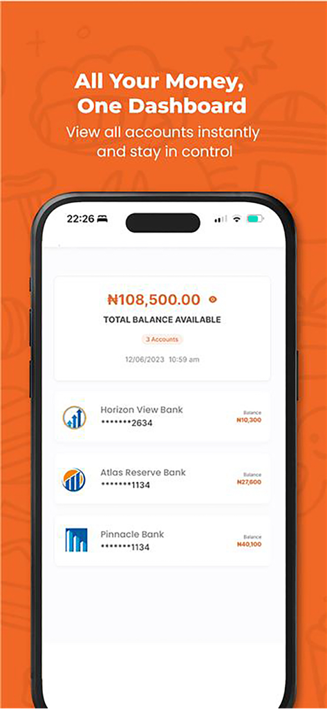 Remita - Panel de control de la aplicación Remita mostrando múltiples saldos de cuentas bancarias en un solo lugar