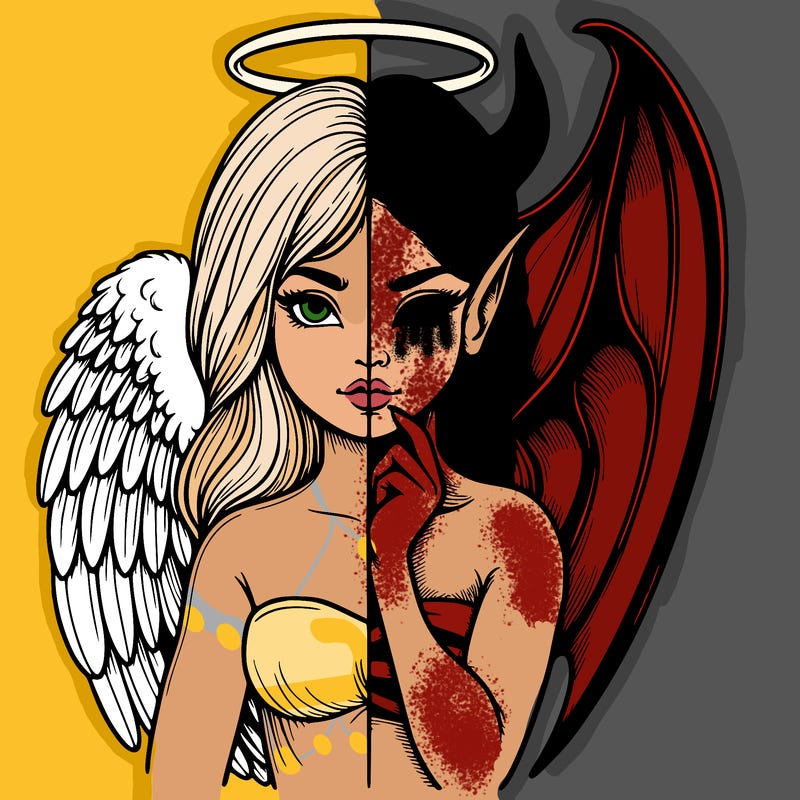 realistic angel half demon