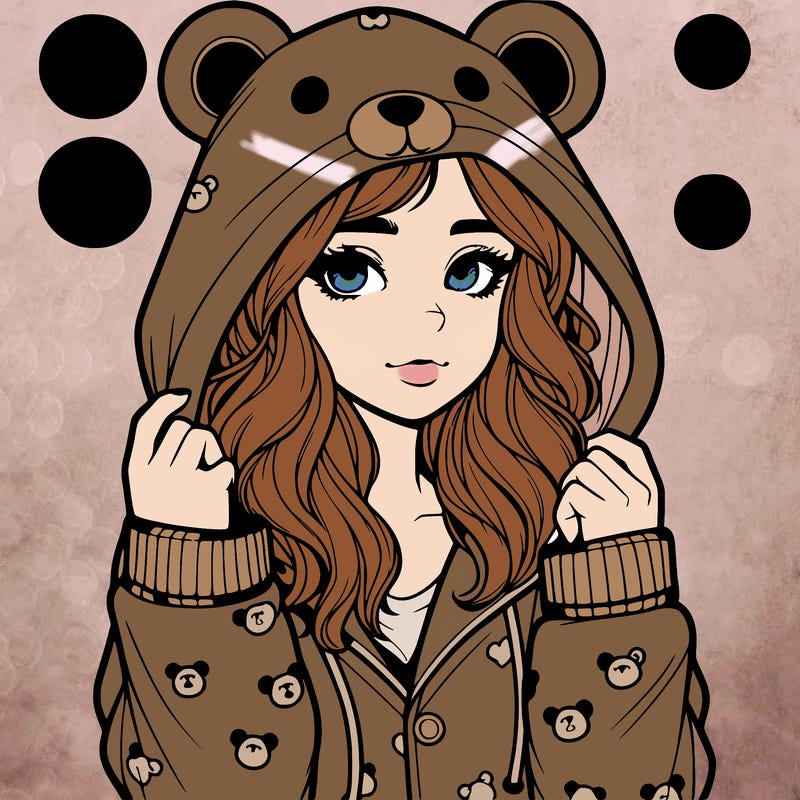 realistic girl in a animal pjs hoodie