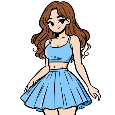 woman in a skirt and crop top