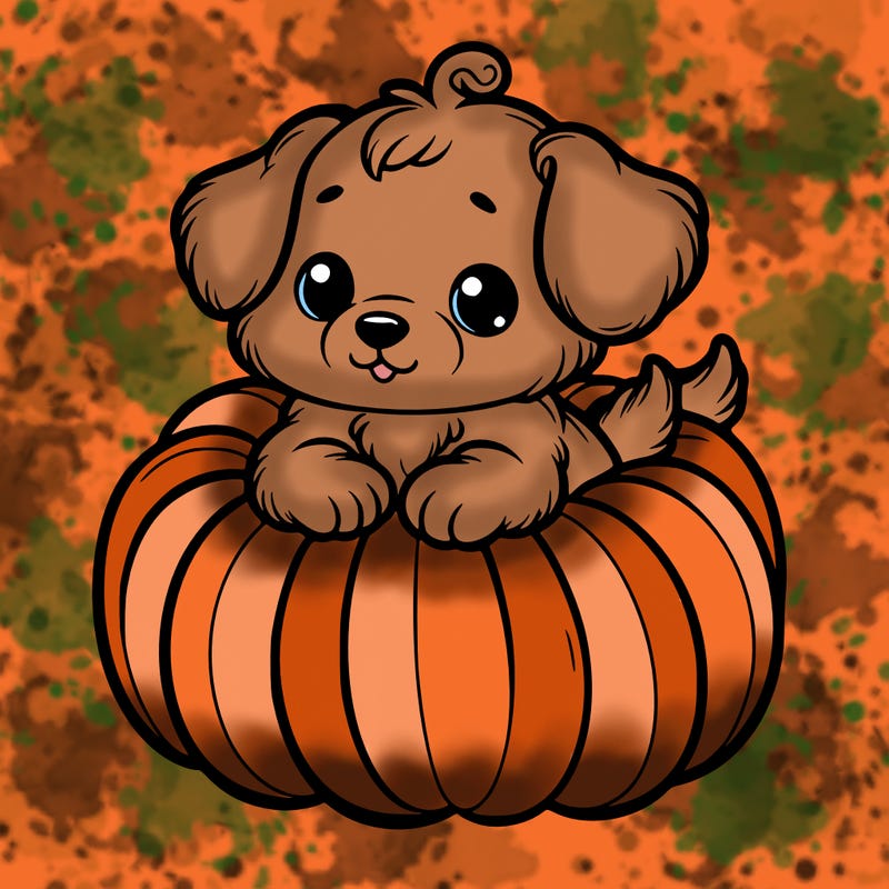 cute little puppy in a pumpkin