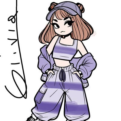 girl in crop top and baggy pants