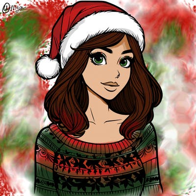realistic lady in a christmas sweater