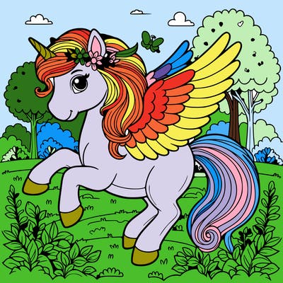 pegasus in the garden, noanis coloring pages