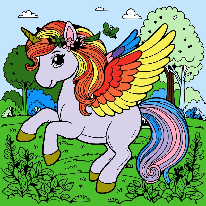 pegasus in the garden, noanis coloring pages