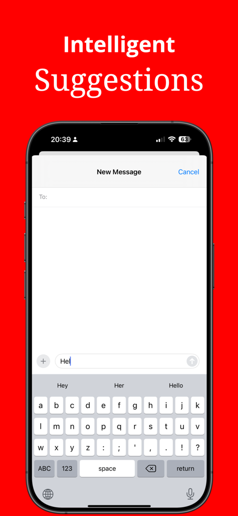 ABCDEF Keyboard Custom layout - ABCDEF alphabetical keyboard layout with intelligent word suggestions on a mobile device
