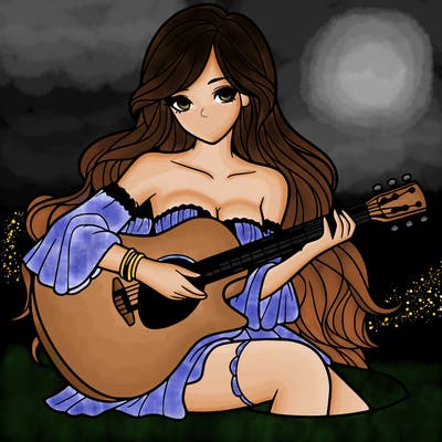 beautiful girl playing the guitar