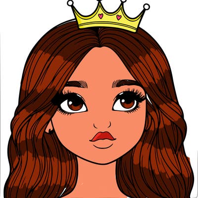 a realistic girl with a crown on