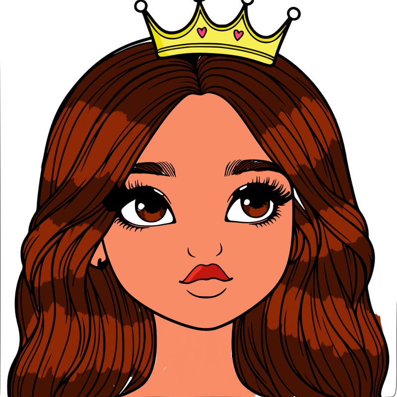 a realistic girl with a crown on